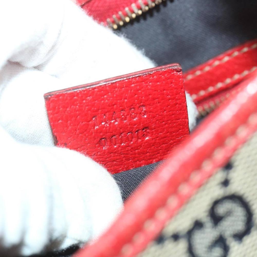 GUCCI GG Canvas Sherry Line Shoulder Bag Navy Red 144388 Auth ki3671 - Picture 12 of 16